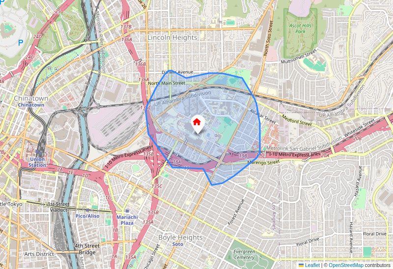 Walking distance map