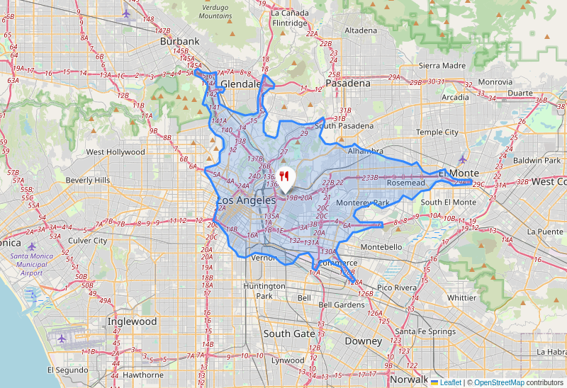 Visual representation of Los Angeles market's region of influence