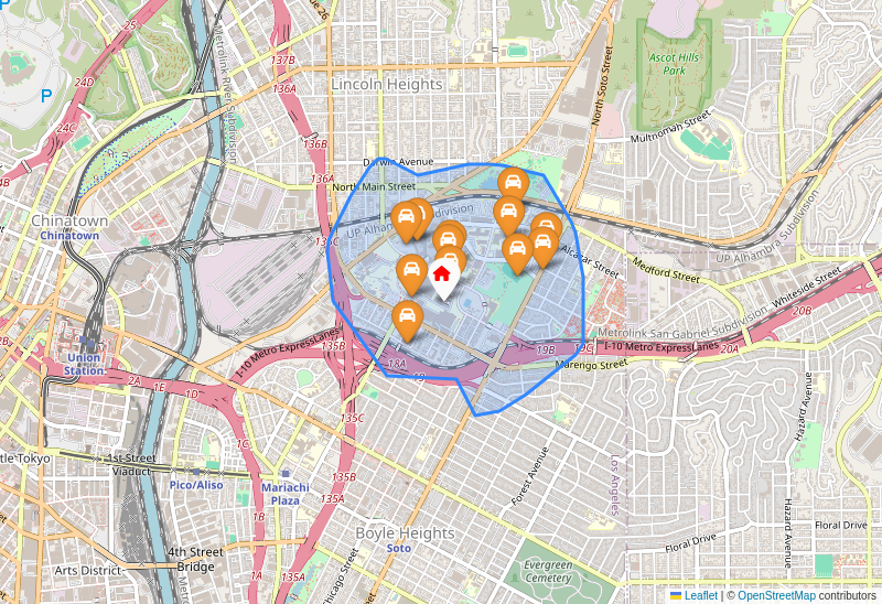 Parking Walking distance map