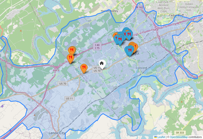 Restaurant locations map